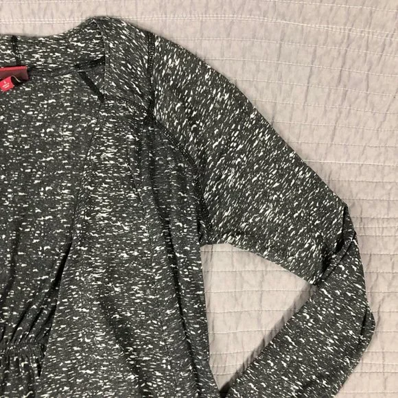 4/$15 Waterfall Cardigan Women Large Black Heather T Shirt Knit Waterfall Jacket - Picture 9 of 16